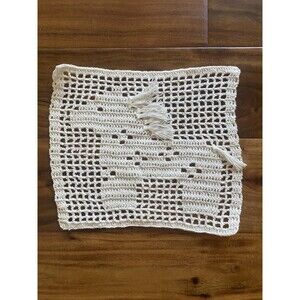 Vintage Handmade Crochet White Horse Doily 100% Cotton